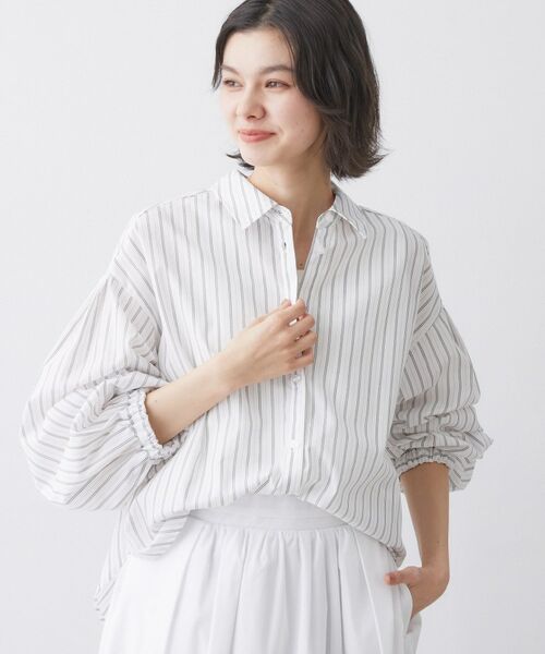 Dessin / デッサン シャツ・ブラウス | 【洗える】バルーンスリーブバンドカラーシャツ（ピンク(371)）