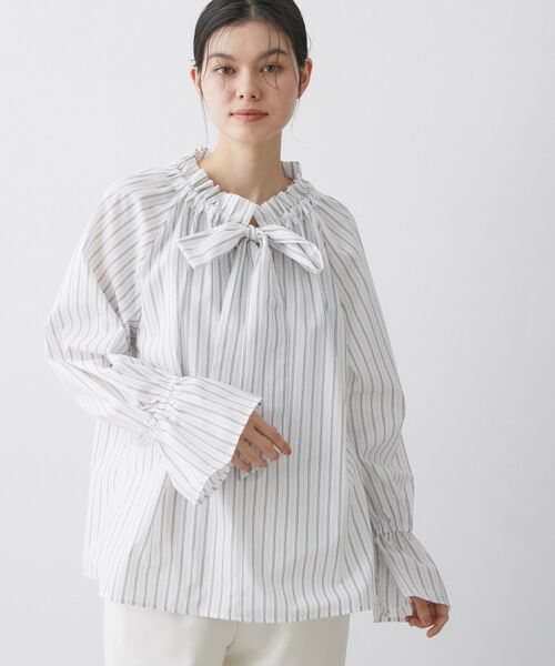 Dessin / デッサン シャツ・ブラウス | 【洗える】フリルボウタイストライプブラウス | 詳細2