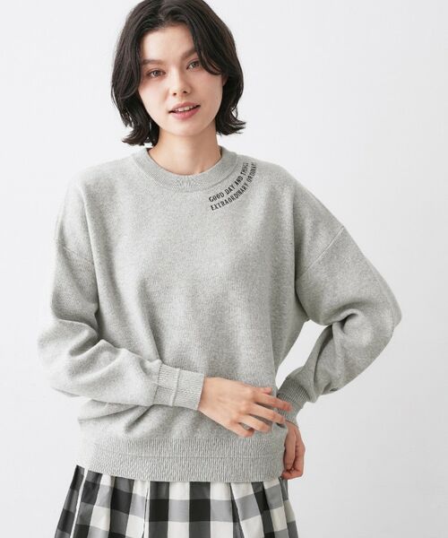 Dessin / デッサン ニット・セーター | 【ユニセックス/洗える】ロゴ刺繍入りコットンジャカード | 詳細1