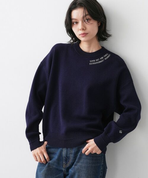 Dessin / デッサン ニット・セーター | 【ユニセックス/洗える】ロゴ刺繍入りコットンジャカード | 詳細5