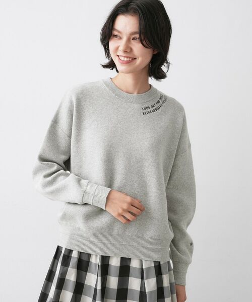 Dessin / デッサン ニット・セーター | 【ユニセックス/洗える】ロゴ刺繍入りコットンジャカード(グレー(012))