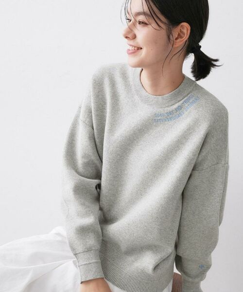 Dessin / デッサン ニット・セーター | 【ユニセックス/洗える】ロゴ刺繍入りコットンジャカード(グレー(512))