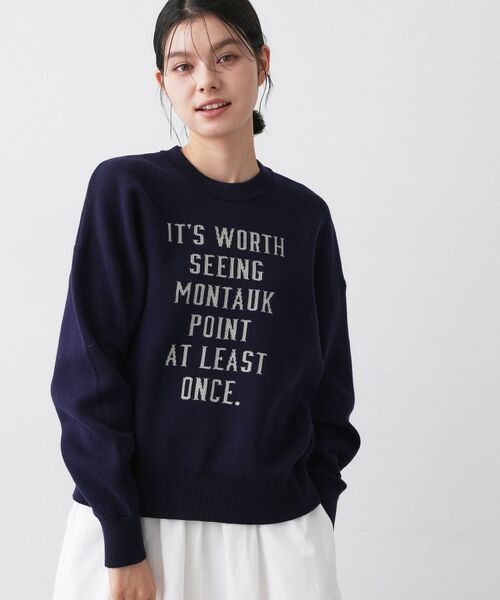 Dessin / デッサン ニット・セーター | 【ユニセックス/洗える】ロゴコットンジャカード(ネイビー(094))