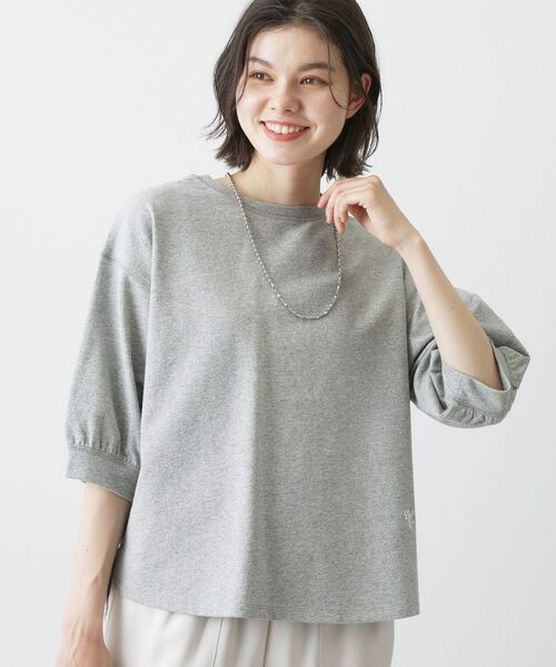 Dessin / デッサン カットソー | 【新色追加/360度可愛い】バックヘンリーカットソー5分袖（グレー(012)）