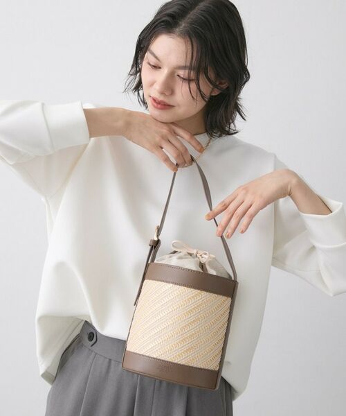 Dessin / デッサン ショルダーバッグ | ストライプ柄バッグコンビバケツショルダー（ベージュ(552)）