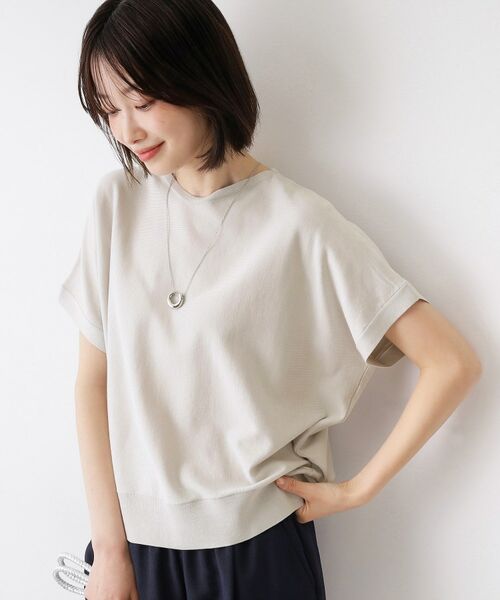 Dessin / デッサン ニット・セーター | 【洗える】後ろボタンフレンチスリーブニット（ライトグレー(011)）