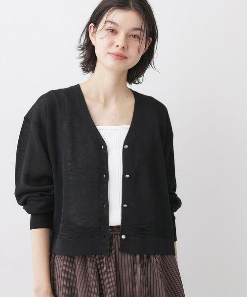 Dessin / デッサン カーディガン・ボレロ | コットンポリVネックカーディガン（ブラック(019)）