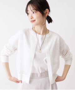 Dessin / デッサン カーディガン・ボレロ | 【洗える】チェック柄シアークルーネックカーディガン