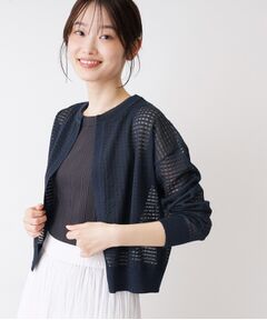 Dessin / デッサン カーディガン・ボレロ | 【洗える】チェック柄シアークルーネックカーディガン