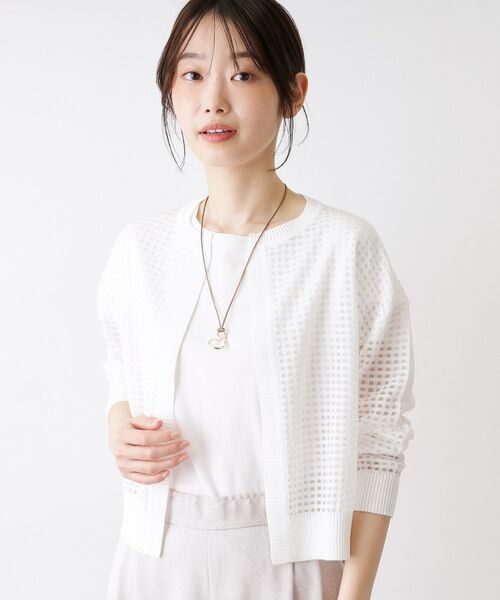 Dessin / デッサン カーディガン・ボレロ | 【洗える】チェック柄シアークルーネックカーディガン | 詳細1