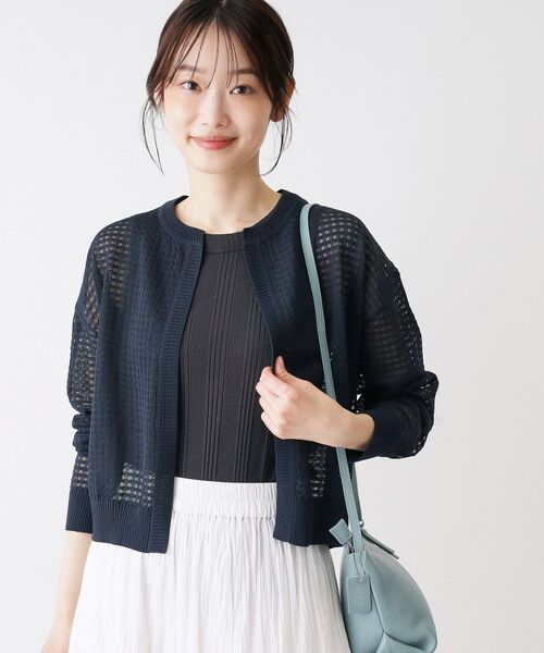 Dessin / デッサン カーディガン・ボレロ | 【洗える】チェック柄シアークルーネックカーディガン | 詳細10