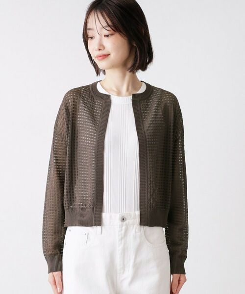 Dessin / デッサン カーディガン・ボレロ | 【洗える】チェック柄シアークルーネックカーディガン | 詳細13