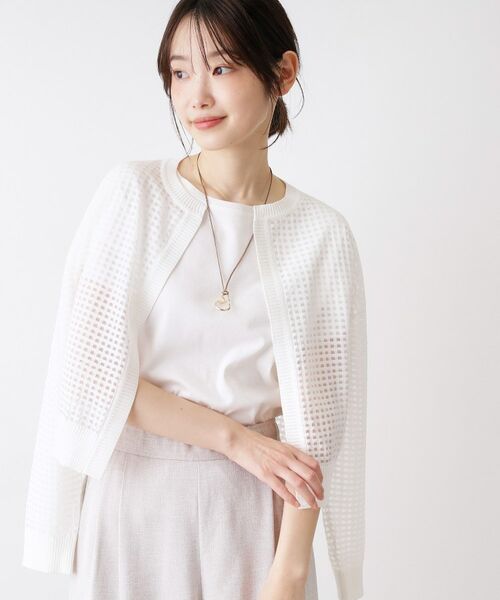 Dessin / デッサン カーディガン・ボレロ | 【洗える】チェック柄シアークルーネックカーディガン | 詳細2