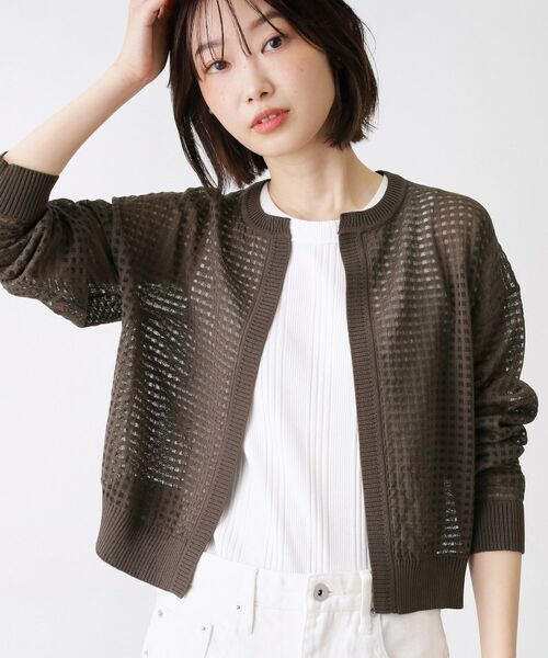 Dessin / デッサン カーディガン・ボレロ | 【洗える】チェック柄シアークルーネックカーディガン | 詳細5