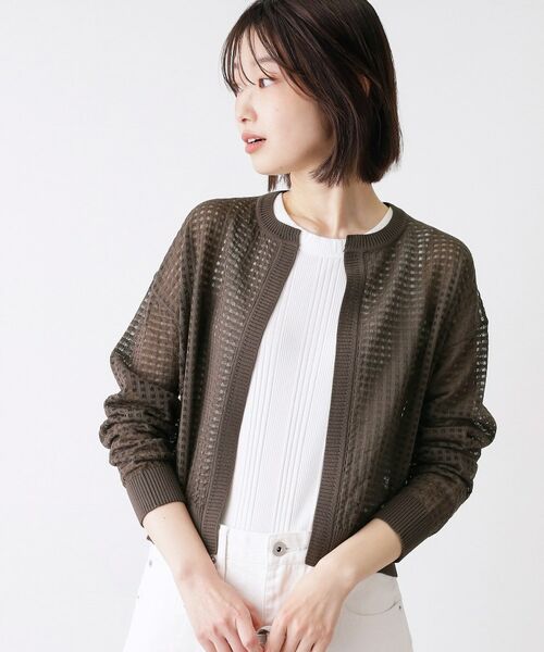 Dessin / デッサン カーディガン・ボレロ | 【洗える】チェック柄シアークルーネックカーディガン | 詳細6