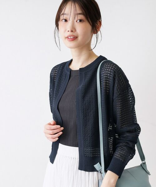 Dessin / デッサン カーディガン・ボレロ | 【洗える】チェック柄シアークルーネックカーディガン | 詳細9