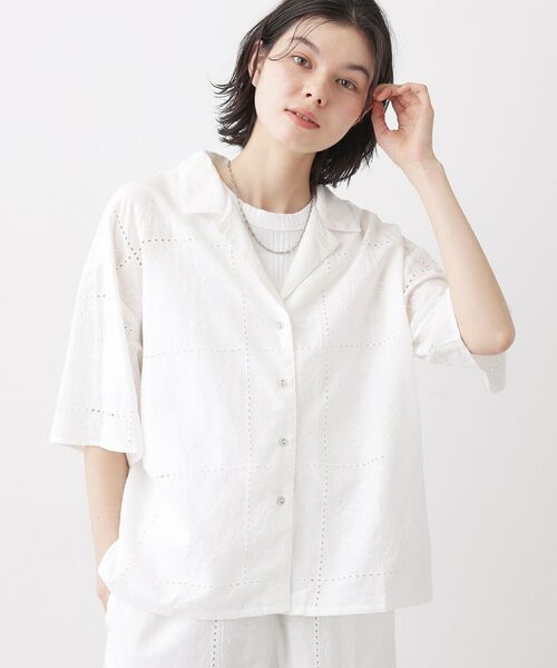 Dessin / デッサン シャツ・ブラウス | 刺繍レースシャツ（ホワイト(002)）