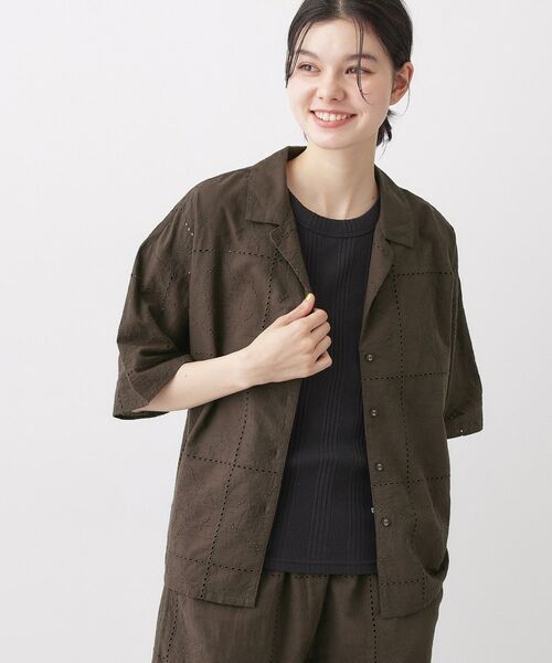 Dessin / デッサン シャツ・ブラウス | 刺繍レースシャツ（ブラウン(044)）