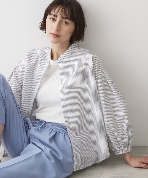 Dessin / デッサン シャツ・ブラウス | バルーンスリーブバンドカラーシャツ（ホワイト(301)）