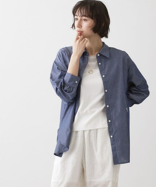 Dessin / デッサン シャツ・ブラウス | 高密度ストライプシャツ（ネイビー(094)）