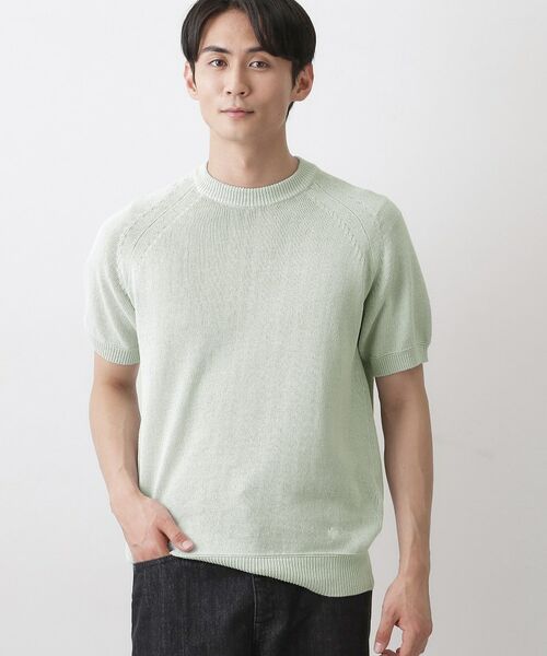 Dessin / デッサン ニット・セーター | ペーパーブレンドニットTシャツ（サックスブルー(090)）