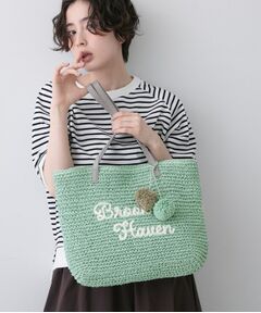 Dessin / デッサン トートバッグ | ロゴ刺繍 ポンポンチャーム付き ペーパーメッシュトート