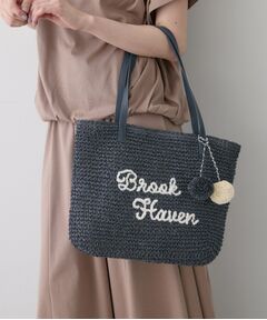 Dessin / デッサン トートバッグ | ロゴ刺繍 ポンポンチャーム付き ペーパーメッシュトート
