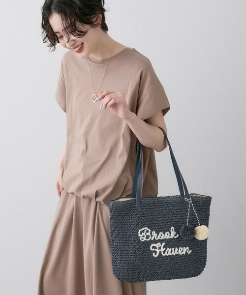 Dessin / デッサン トートバッグ | ロゴ刺繍 ポンポンチャーム付き ペーパーメッシュトート | 詳細3