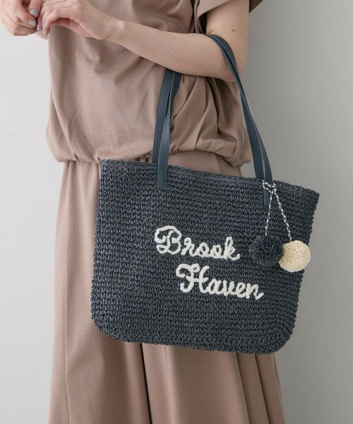 Dessin / デッサン トートバッグ | ロゴ刺繍 ポンポンチャーム付き ペーパーメッシュトート（ネイビー(094)）