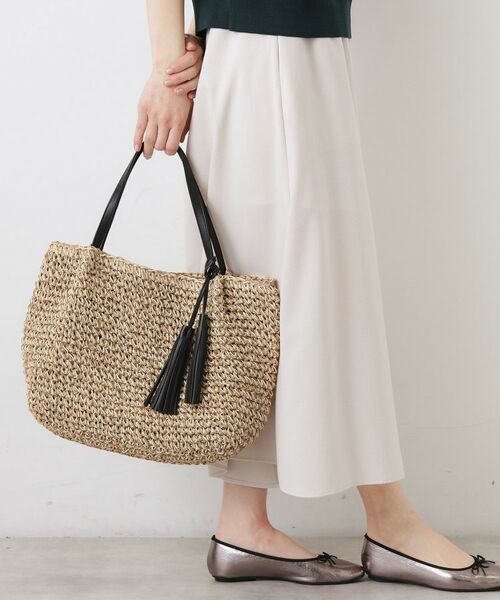 Dessin / デッサン トートバッグ | ペーパーメッシュ タッセル付き配色トート（ブラウン(543)）