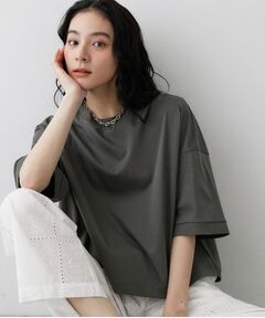 Dessin / デッサン カットソー | 【体型カバー/五分袖】美光沢カットソーボクシーシルエット