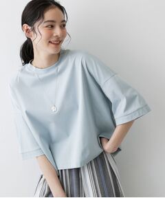 Dessin / デッサン カットソー | 【体型カバー/五分袖】美光沢カットソーボクシーシルエット