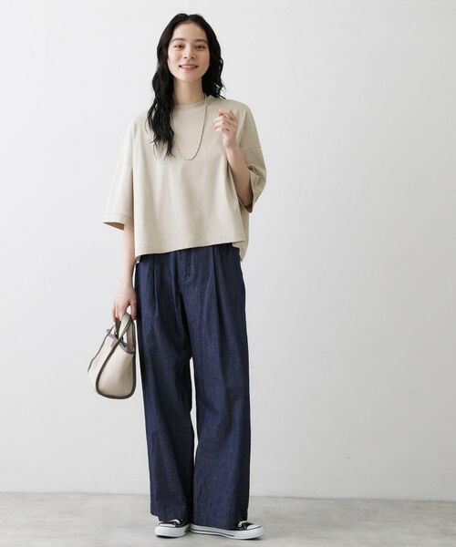 Dessin / デッサン カットソー | 【体型カバー/五分袖】美光沢カットソーボクシーシルエット | 詳細11