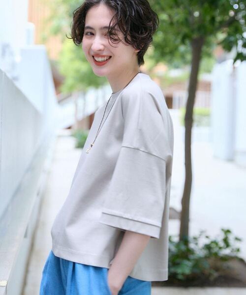 Dessin / デッサン カットソー | 【体型カバー/五分袖】美光沢カットソーボクシーシルエット | 詳細12