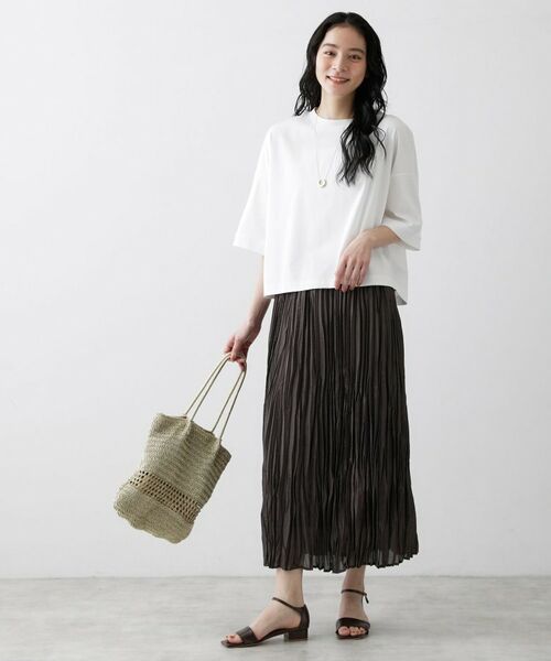 Dessin / デッサン カットソー | 【体型カバー/五分袖】美光沢カットソーボクシーシルエット | 詳細3