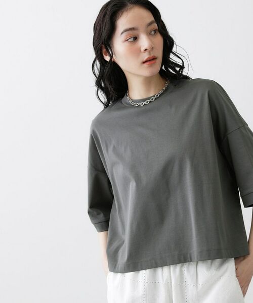 Dessin / デッサン カットソー | 【体型カバー/五分袖】美光沢カットソーボクシーシルエット | 詳細5