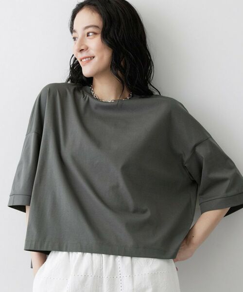 Dessin / デッサン カットソー | 【体型カバー/五分袖】美光沢カットソーボクシーシルエット | 詳細6