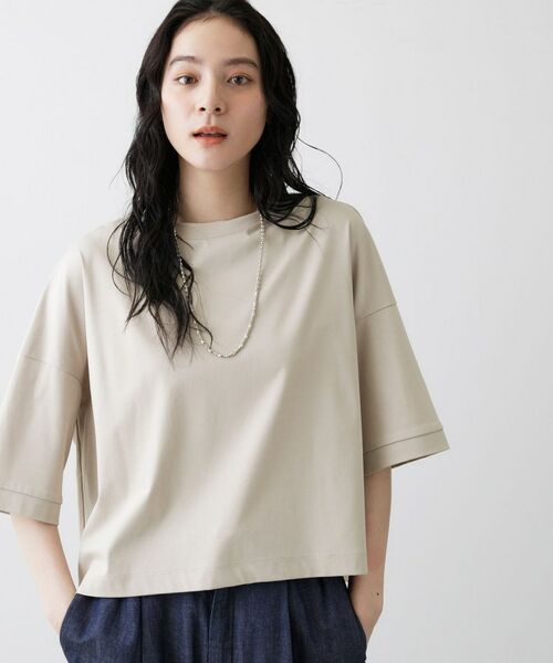 Dessin / デッサン カットソー | 【体型カバー/五分袖】美光沢カットソーボクシーシルエット | 詳細9