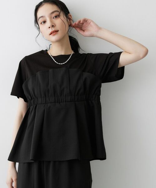 Dessin / デッサン カットソー | 【セットアップ可】ビスチェドッキングTシャツ（ブラック(519)）