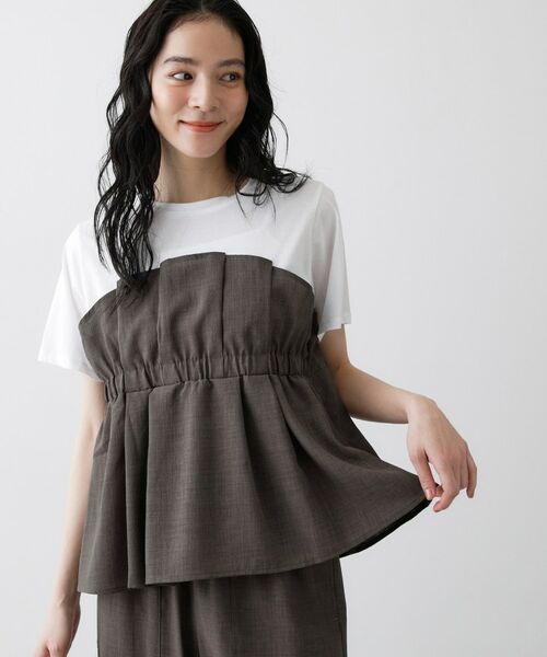 Dessin / デッサン カットソー | 【セットアップ可】ビスチェドッキングTシャツ（トープ(554)）