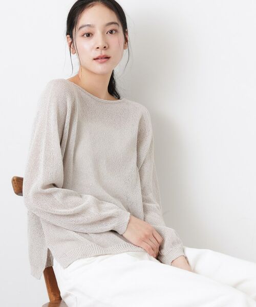 Dessin / デッサン ニット・セーター | 透かし編みデザインニット（ライトグレー(011)）