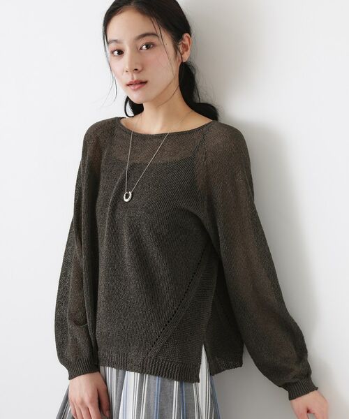 Dessin / デッサン ニット・セーター | 透かし編みデザインニット（グレー(015)）