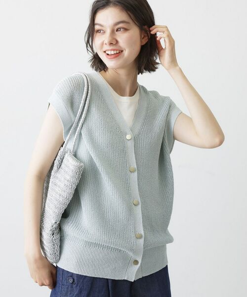 Dessin / デッサン ベスト | ペーパーヤーンニットベスト（ブルー(091)）