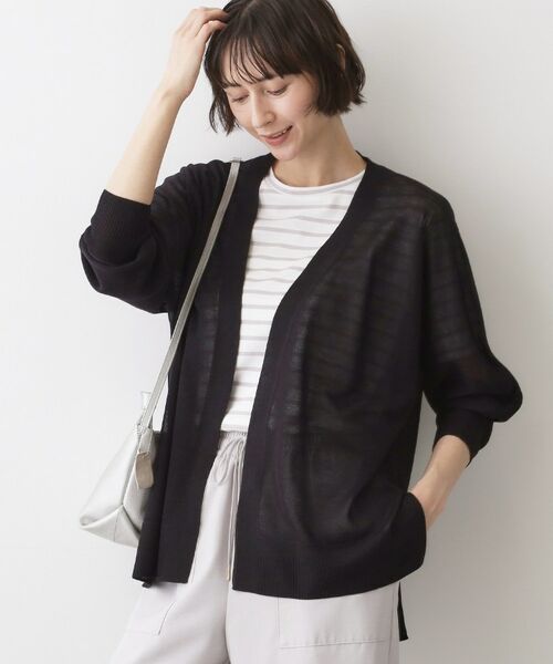 Dessin / デッサン カーディガン・ボレロ | ミドル丈シアーカーディガン（ブラック(019)）