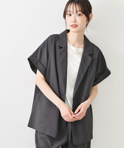 Dessin / デッサン テーラードジャケット | 【接触冷感】ライクハーフスリーブジャケット（チャコールグレー(014)）