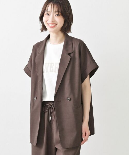 Dessin / デッサン テーラードジャケット | 【接触冷感】ライクハーフスリーブジャケット（ブラウン(043)）