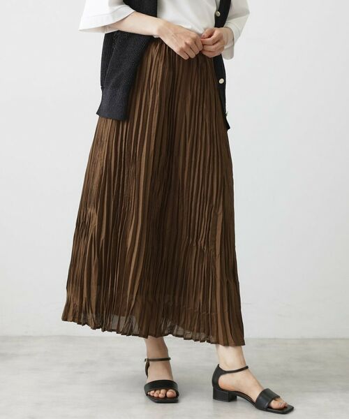 Dessin / デッサン スカート | 【洗える】ワッシャープリーツスカート（ブラウン(044)）