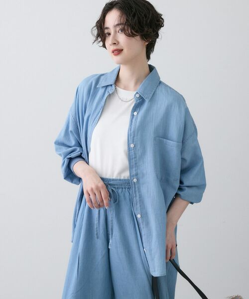 Dessin / デッサン シャツ・ブラウス | 【洗える】2オンスシアーデニムシャツ（ブルー(092)）