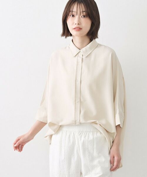 Dessin / デッサン シャツ・ブラウス | 【セットアップ可/洗える】リネンブレンドドルマンシャツ（ライトベージュ(051)）