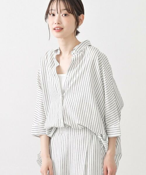 Dessin / デッサン シャツ・ブラウス | 【セットアップ可/洗える】リネンブレンドドルマンシャツ（ホワイト(301)）